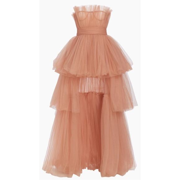 Bronx and Banco Anna Pink Tiered Tulle Maxi Dress Size Medium - Picture 5 of 16